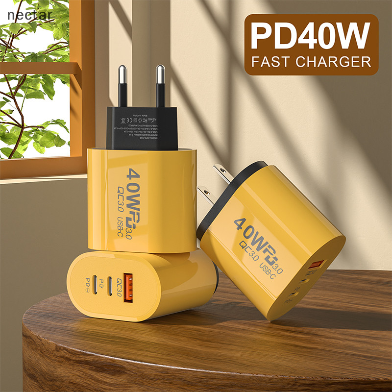 Tar 40W USB C Charger Quick Charge 3.0 USB Wall Charger PD Type C ชาร์จโทรศัพท์อะแดปเตอร์ชาร์จไฟสําหรับโทรศัพท์โทรศัพท์มือถือ Quick Charger N