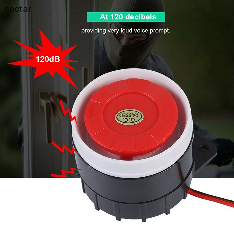 Tar ลําโพงฮอร์นรถแบบมีสายขนาดเล็กไซเรน Home Security ระบบเตือนภัยเสียง 110dB DC 12V N