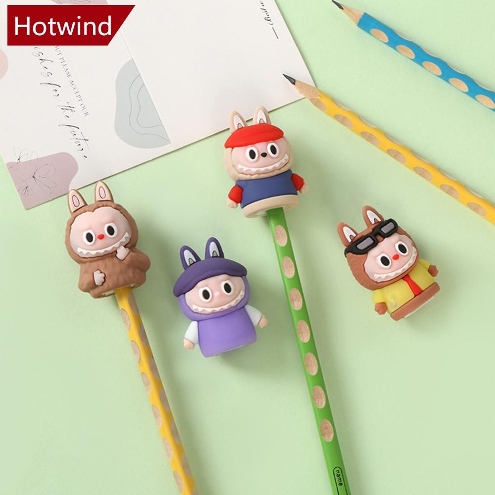 Hotwind น่ารัก Labubu กบเหลาดินสอ Kawaii เครื่องเขียนซิลิโคน Single Hole คู่มือเครื่องตัดดินสอเด็กนักเรียน Back to School ของขวัญ L8T1