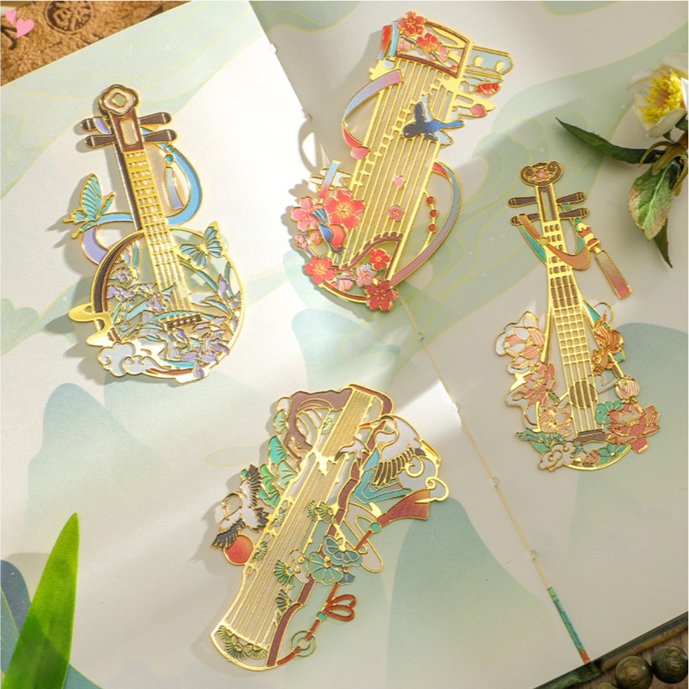 เครื่องดนตรี ที่คั่นหนังสือ ที่คั่นหนังสือโลหะสีทองประณีตที่คั่นหนังสือน่ารักสําหรับคนรักเครื่องดนตรีคลาสสิกและคนรักเพลงคลาส