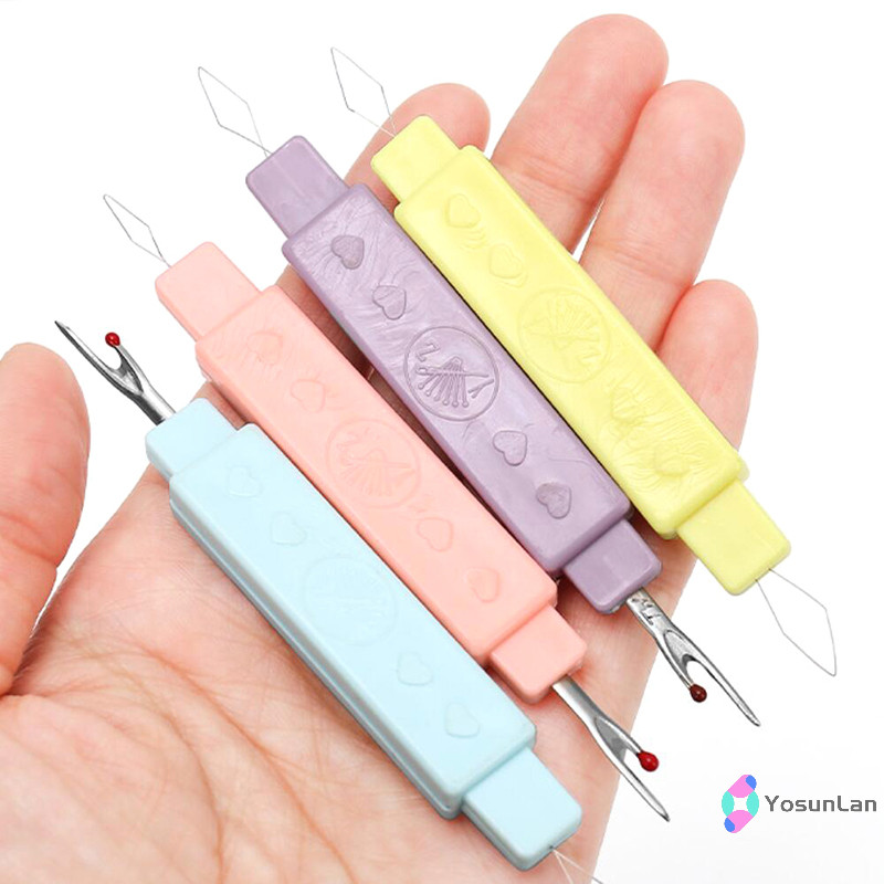 Yosunlan] เครื่องตัดด้ายบ้านแบบพกพา 1 ชิ้นสองหัวพร้อมฝาครอบป้องกัน 2-in-1 เย็บ Threader Seam Ripper เครื่องมือเย็บผ้าอเนกประสงค์ใหม่