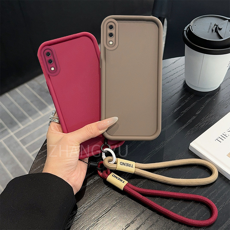 ฟรี Lanyard Case สําหรับ Samsung A01 A02 เคสโทรศัพท์ยุโรปและอเมริกาปกใหม่