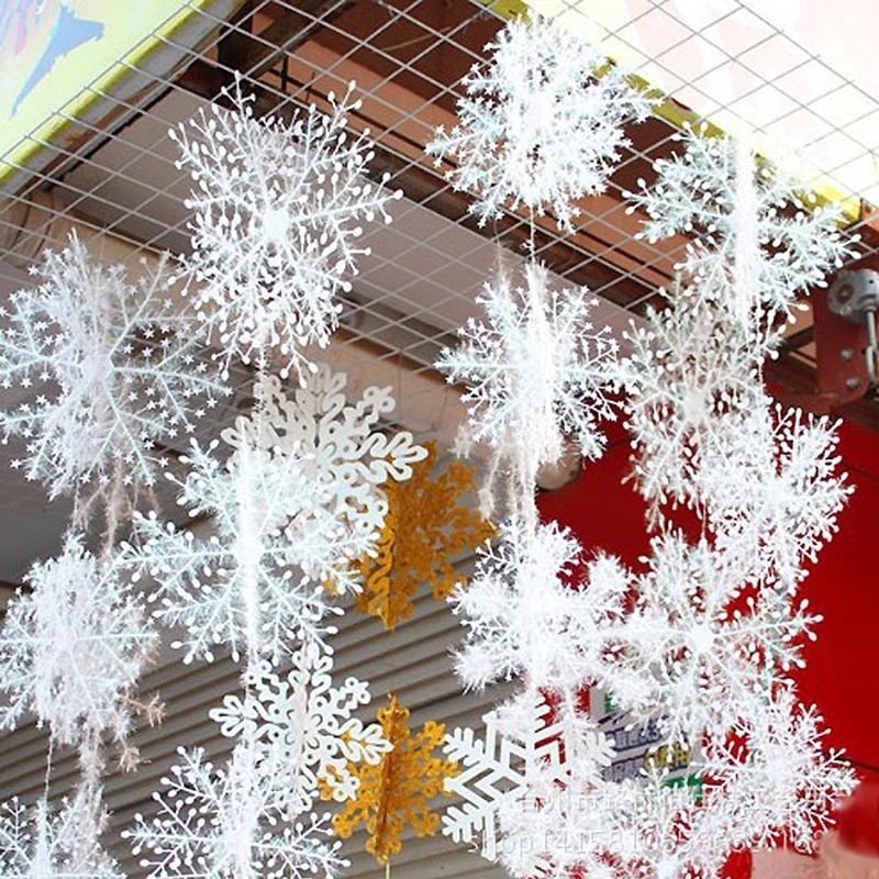3 ชิ้นคริสต์มาส PVC Snowflakes เครื่องประดับ Xmas Tree แขวน Snow Flake DIY Party ตกแต่ง