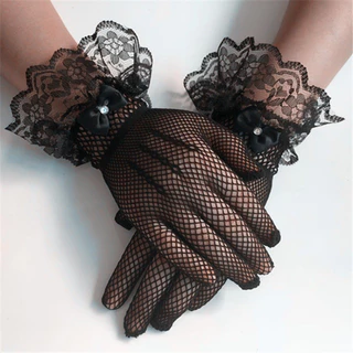 ถุงมือลูกไม้ ถุงมือตาข่าย ถุงมือตาข่ายลูกไม้ ขนาดเด็กและผู้ใหญ่ งานแสดง จินตลีลา งานราตรี