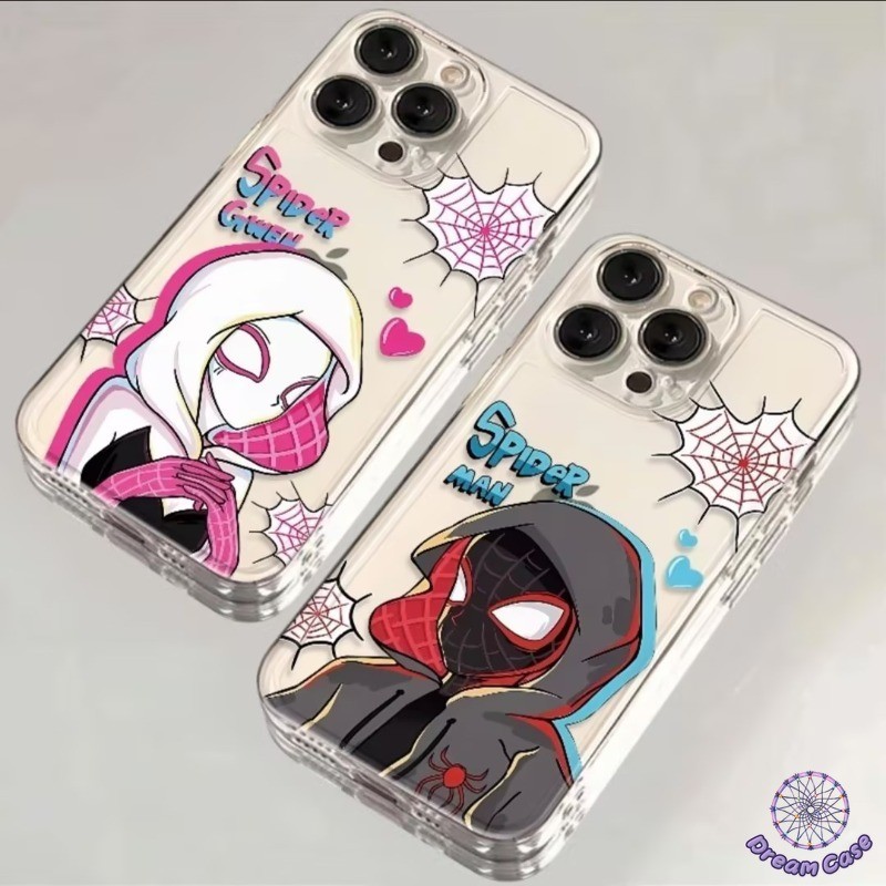 การ์ตูนคู่รักการ์ตูนสไปเดอร์แมนเกว็นเคสเข้ากันได้กับ iPhone 15 11 13 14 12 Pro Max XR X XS Max 15 6s 7 6 8 14 Plus SE