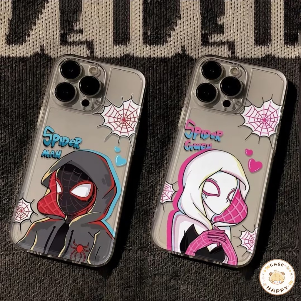 คู่รักสไปเดอร์แมนสุดเท่จากอนิเมะสุดฮิต Marvel เคสIPhone 7Plus 11 13 15 14 12 Pro Max X XS XR Max 7 8 14 15 Plus SE 2020