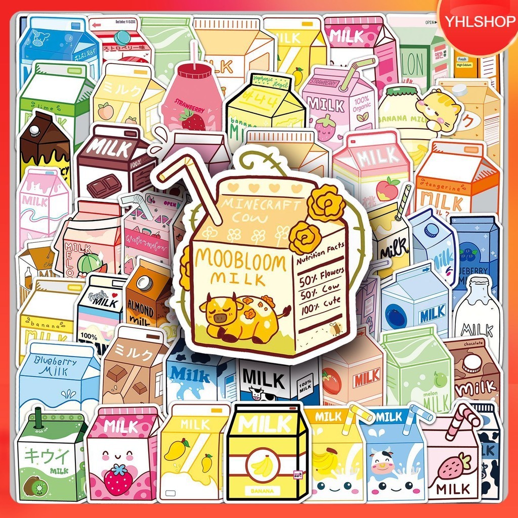 🍀ส่งจากไทย🍀 50ชิ้น สติกเกอร์ กล่องนมUHT เครื่องดื่ม UHT Milk Package Beverage Sticker พร้อมส่ง