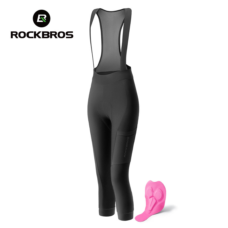 ROCKBROSร็อคโบรส์ ผู้หญิงขี่จักรยานเอี๊ยมกางเกงเบาะขี่จักรยานถุงน่องขนแกะที่อบอุ่น กันลม จักรยานถนนกางเกงสบายกางเกงขี่จักรยานกับกระ