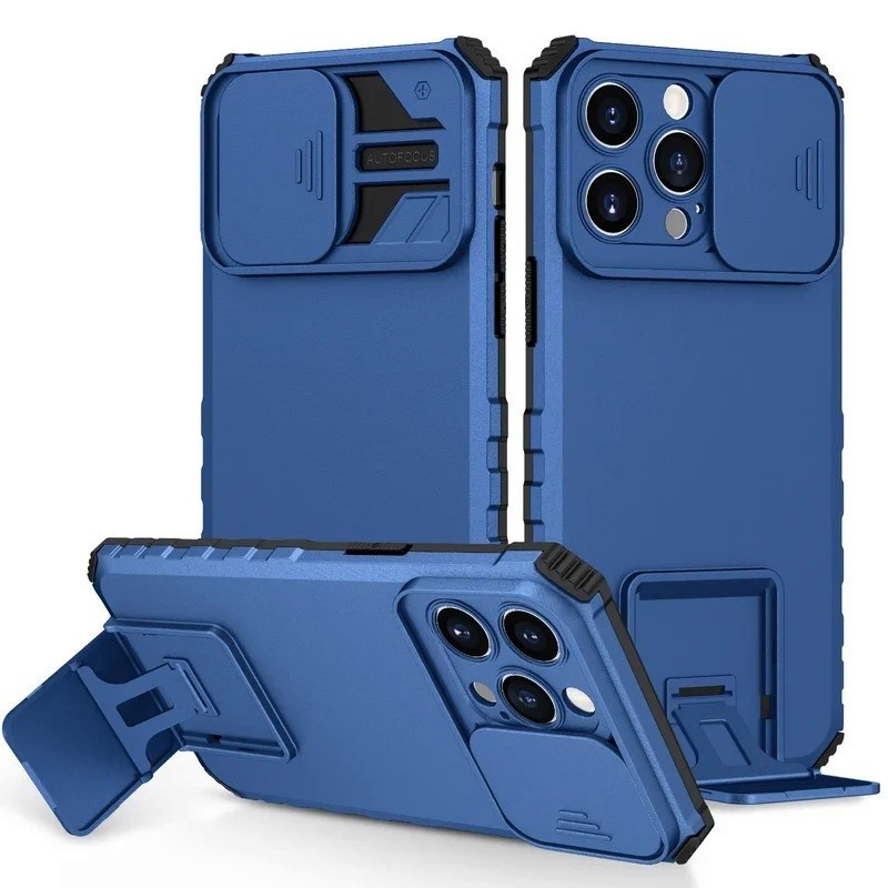 เกราะกันกระแทกเคสโทรศัพท์สำหรับ iphone16 15 14 13 12 11 Pro Max PLUS สไลด์เลนส์กล้อง protecton Stand Holder Heavy Duty กันชน Hard Back Cover