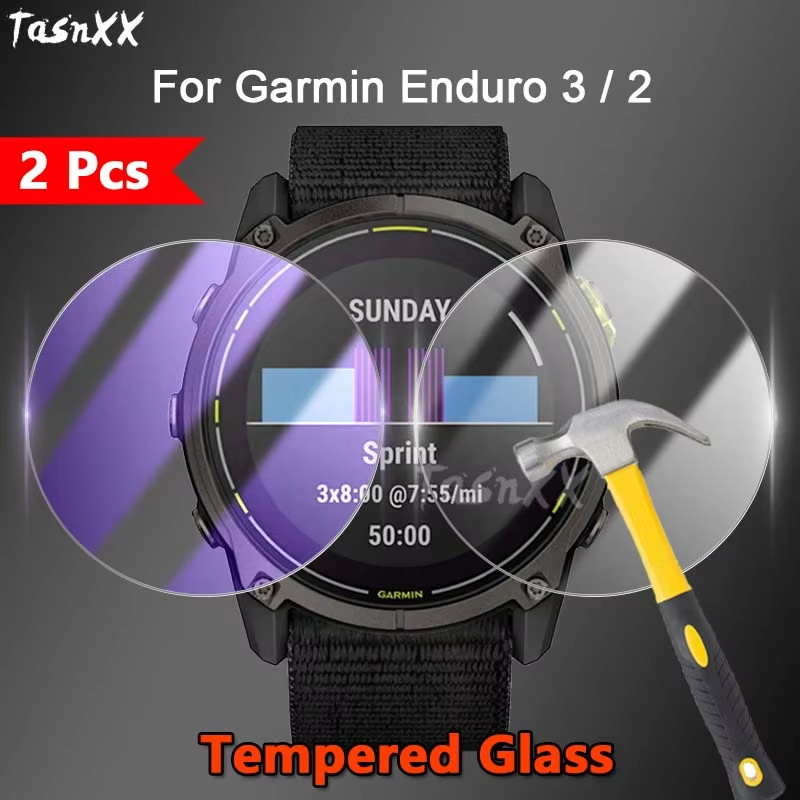 1/2/3/5 PCS สําหรับ Garmin Enduro 3 / 2 SmartWatch 2.5D Slim HD Clear/Anti Purple Light 9H Tough กระจกนิรภัยป้องกันหน้าจอฟิล์ม