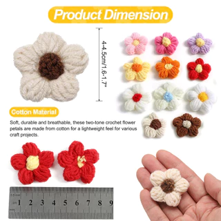 10 ~ 50 ชิ้นถักมือดอกไม้ Applique เย็บบนแพทช์นมผ้าฝ้ายขนสัตว์ดอกไม้กลีบดอกไม้เสื้อผ้าอุปกรณ์เสริมรองเท้าหมวก DIY Craft