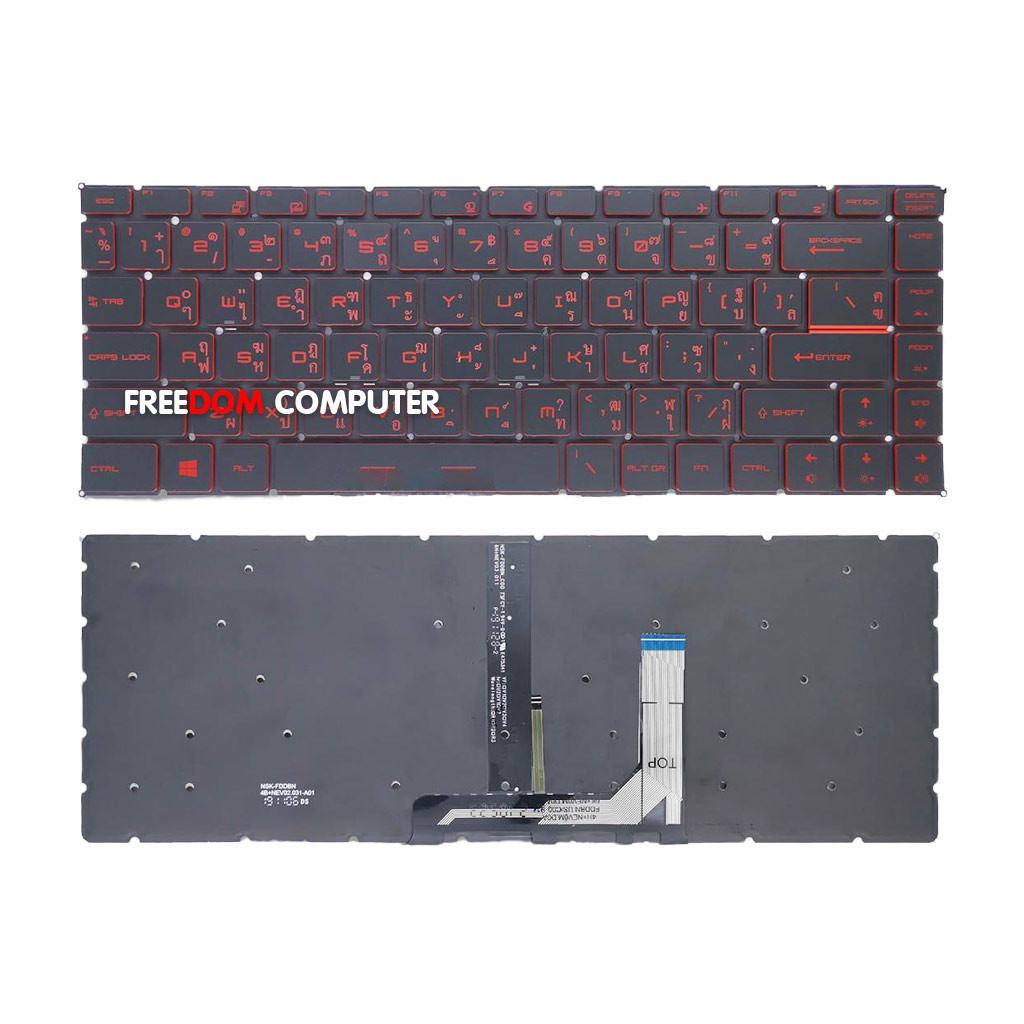 คีย์บอร์ด MSI GF63 8RD GF65 95D ไทย อังกฤษ มีไฟ KEYBOARD