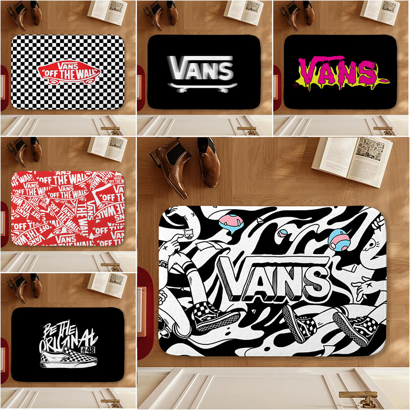 Vans LOGO Elements Flannel รูปสี่เหลี่ยมผืนผ้าแผ่นกันลื่นห้องน้ํา Anti-slip DoorMat