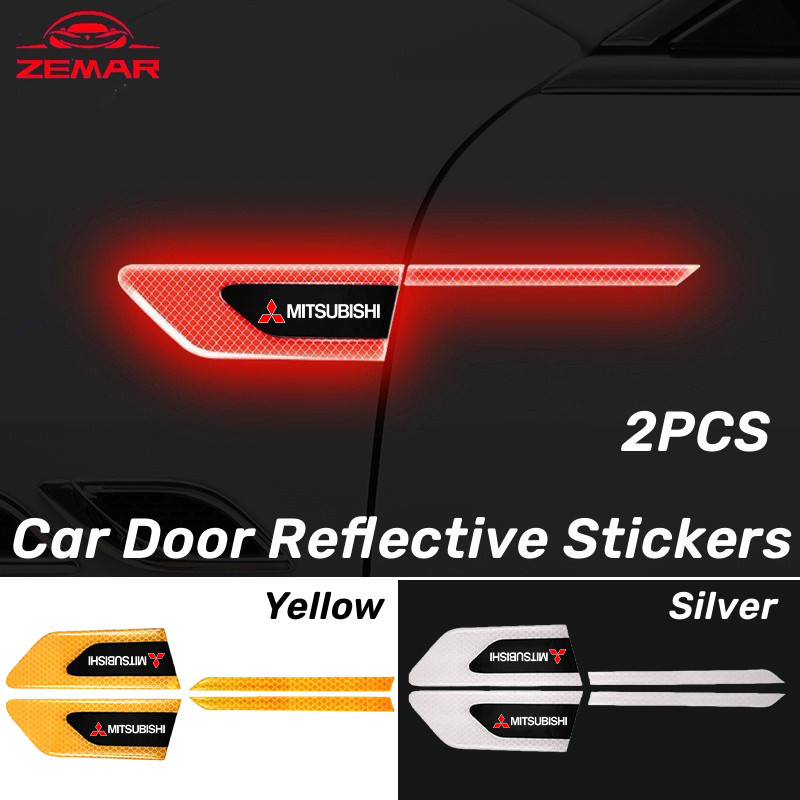 2 ชิ้น Mitsubishi รถประตูสติกเกอร์สะท้อนแสงรถ body Scratch strip คําเตือนความปลอดภัยสติกเกอร์ตกแต่ง Anti-Collision Scratch Protector สําหรับ Mitsubishi Xpander Cross Triton Grandis Attrage Mirage Outlander Xforce Pajero Sport ASX
