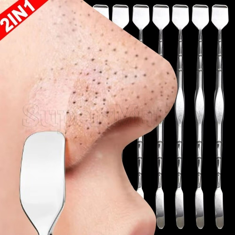 Blackhead Remover Shovel - 2in1 Facial Scraping ทําความสะอาดข้อศอกยาวพลั่ว - Blackhead Remover เครื่องมือ - Black Dot Pore Removing Cleaner - Double-ended Skin Care เครื่องมือ