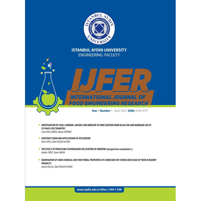 ISTANBUL AYDIN UNIVERSITY ENGINEERING FACULTY INTERNATIONAL JOURNAL OF FOOD ENGINEERING RESERING