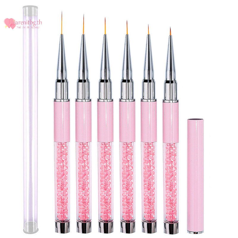 Renbg 1/6 ชิ้น Paing แปรง Ultra-thin รูปไข่หัว UV Gel แปรงเล็บแปรงเล็บเครื่องมือเล็บวาดปากกาอะคริลิคเล็บ Liner ปากกา TH