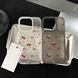 SUN เคสโทรศัพท์การ์ตูน Matte น้ำแข็ง Graffiti เชอร์รี่ ฝาครอบโทรศัพท์นุ่ม IP17 16 15 14 13 12 11ProMax Xr XsMax 7 8Plus