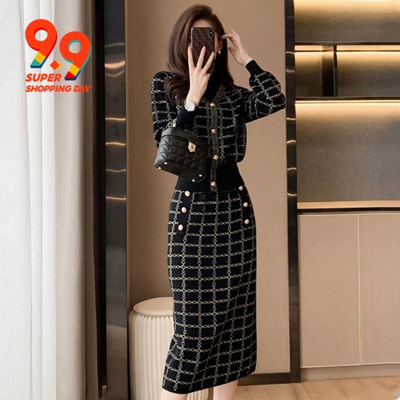 เดรสถักโครเชต์สําหรับสาวไฮโซในฤดูใบไม้ร่วง 2 ชุด กระโปรงทรงกระเป๋า 2023 เดรสแฟชั่นแขนยาว คอลเลคชั่นใหม่ สปริง ซัมเมอร์ คอลเลคชั่น คอลเล็คชั่น คอลเล็คชั่น คอลเลคชั่นใหม่