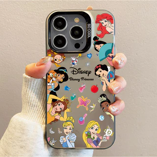 สีดำหรูหราซิลิโคนแข็งกรณีโทรศัพท์ เจ้าหญิงแบบเต็มหน้าจอ for IPhone 13 12 7Plus 14 15 11 Pro MAX 7 8 Plus X XR XS Max