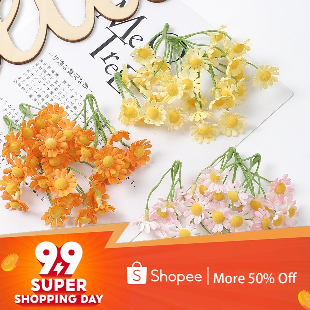 ดอกเดซี่ปลอม 5 หัว 10 ชิ้น สําหรับตกแต่งบ้าน งานแต่งงาน เค้ก DIY