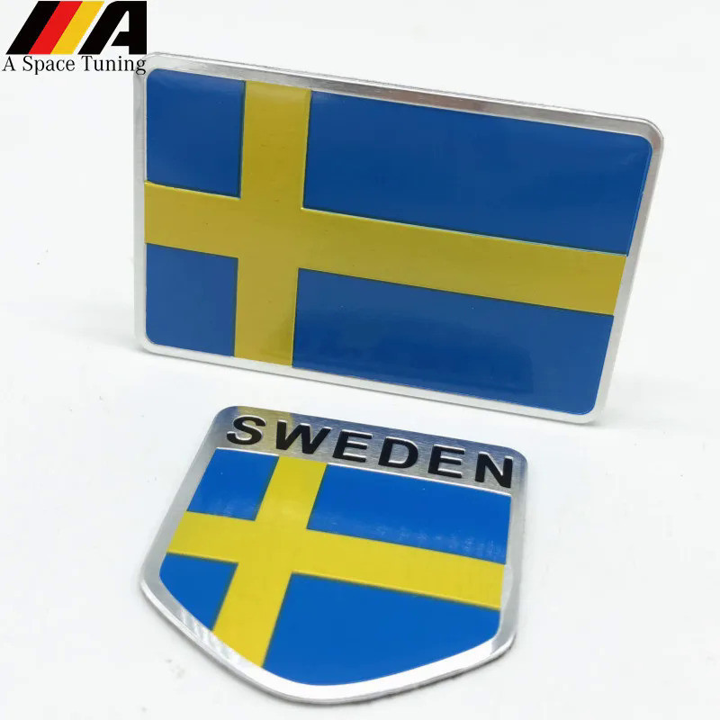 Aluminum Sweden Flag Car Styling Sticker Emblem Decal Badge For SE Cars Body Window Door for Volvo V