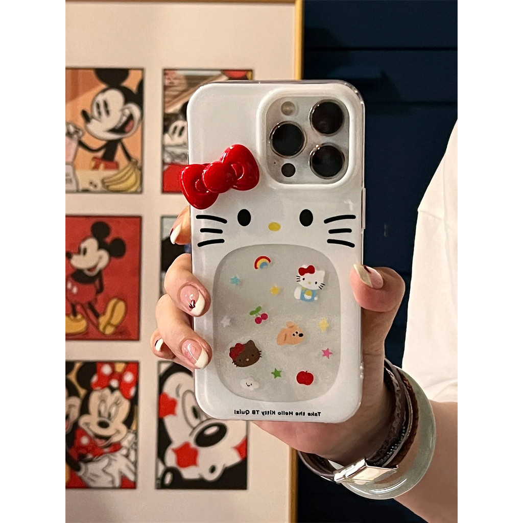 Ins Girl Illustration Kitty เหมาะสําหรับ iPhone15 เคสโทรศัพท์ 1413promax สไตล์ใหม่ 12mini/11/xs 77GM