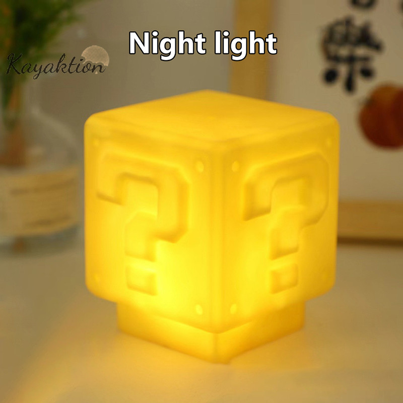Kayaktion LED คําถาม Mark อิฐบล็อก Night Light ตกแต่งห้องเดสก์ท็อปบรรยากาศแสงสําหรับเด็กวันเกิด X-ma