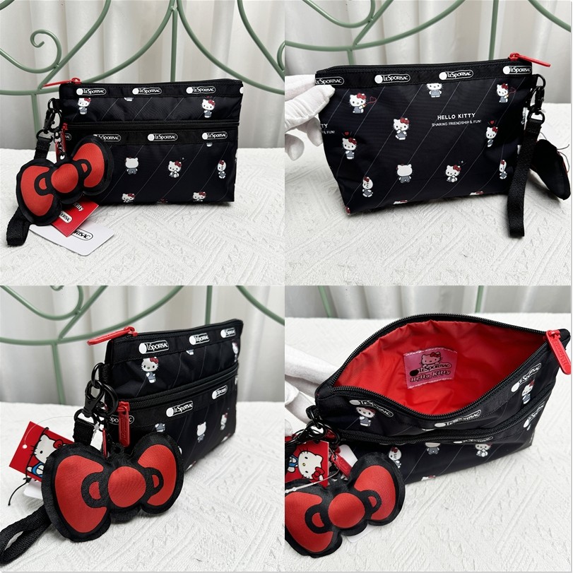 Lesportsac สินค้าใหม่ Black KITTY Series Female Bag Clutch Bag 111