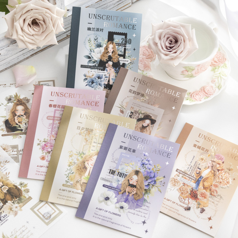Journal Go 10 ชิ้น/ล็อต Unscrutable Romance Collage สติกเกอร์หนังสือ Vintage ตัวอักษรดอกไม้ Creative DIY Journal Scrapbooking วัสดุ