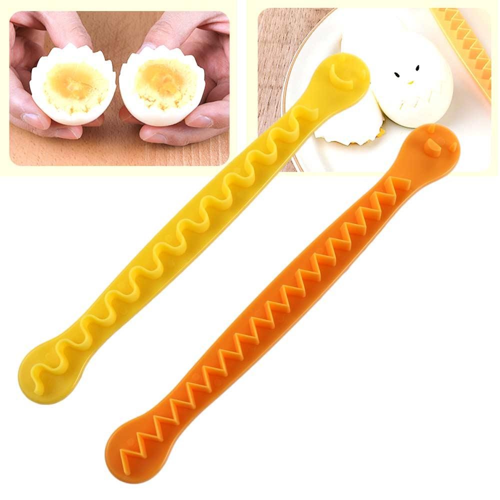 เครื่องตัดไข่รูปเปลือกไข่ 2 ชิ้น ทําไข่ต้มดอกไม้ Shaper สําหรับ Bento เครื่องมือครัว Gadgets น่ารัก