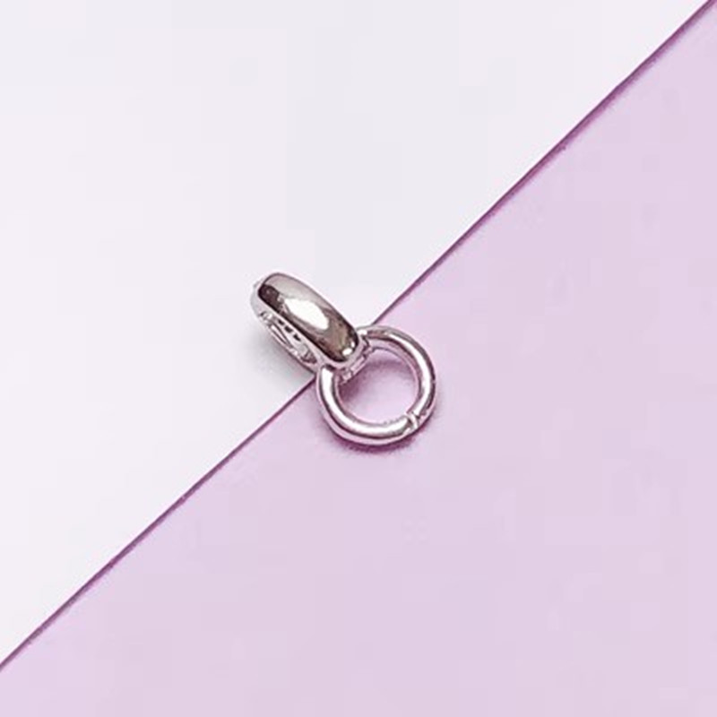 S925เงินสเตอร์ลิง | Universal CLAMP BUCKLE HEAD อเนกประสงค์18 Double Open สร้อยคอจี้ clasp ขนาดเล็ก Glossy Pearl สร้อยคอ clasp