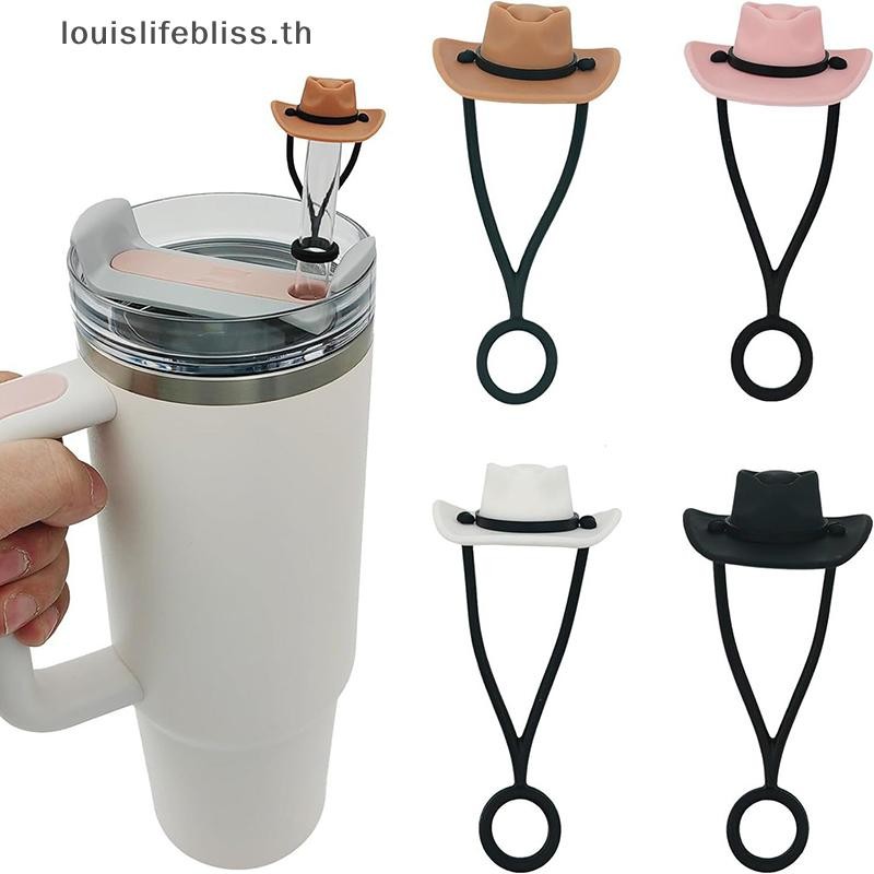 Louislifebliss ซิลิโคนคาวบอยหมวกฟางครอบคลุมหมวกสําหรับถ้วย 30 40oz น่ารักตลก Tumbler ฟาง Topper ถ้วยอุปกรณ์เสริมใหม่