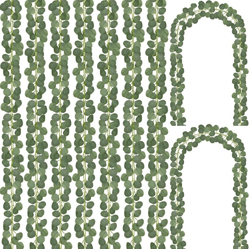 210 ซม. Eucalyptus Garland ประดิษฐ์ Greenery Garland งานแต่งงาน Faux Eucalyptus ใบตาราง Garland Vines สําหรับงานแต่งงานฉากหลังเตาผิง Arch ประตูผนังห้องตกแต่งคริสต์มาส