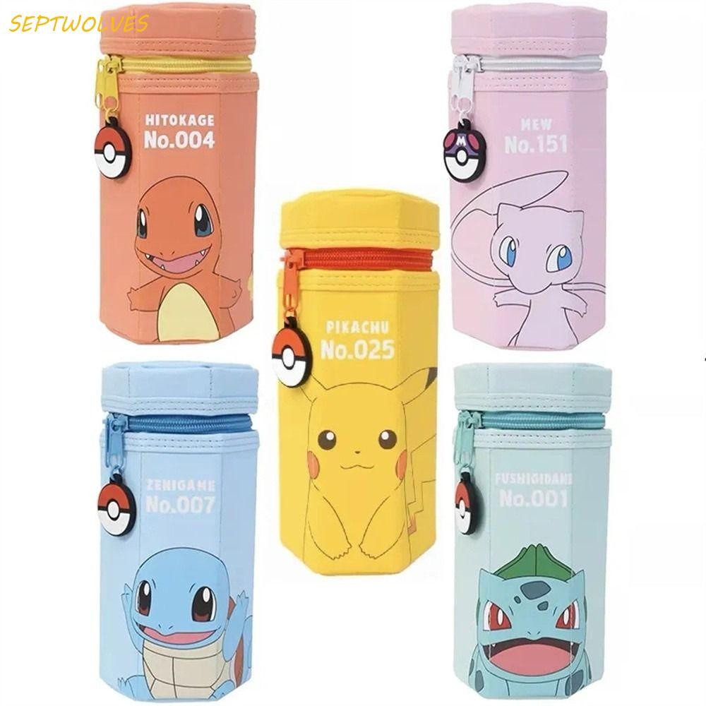 Septwolves กล่องดินสอ Pikachu, ที่ใส่ปากกา Snorlax Squirtle หกเหลี่ยม, ที่ใส่ปากกานักเรียนแฟชั่นการพิมพ์เครื่องเขียนโรงเรียน Office Suppiles