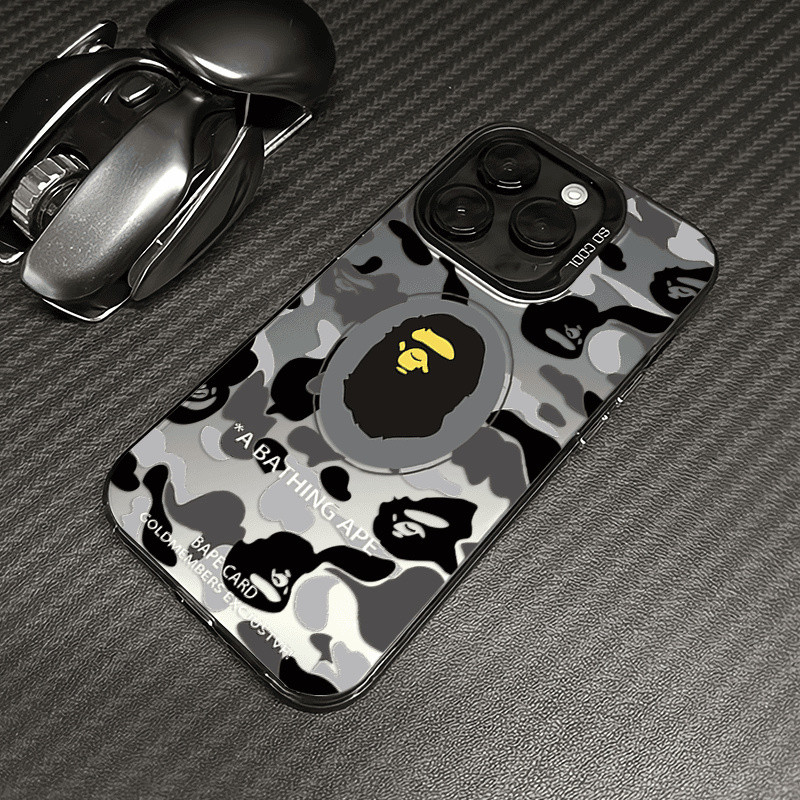 Bape Camouflage สําหรับชายเคสโทรศัพท์ iPhone 16/15 promax IMD สีเงินสําหรับ iPhone 11 12 13 14 plus 7 8 X XR XS MAX Drop-proof กันกระแทกและกันน้ําฝาครอบป้องกัน