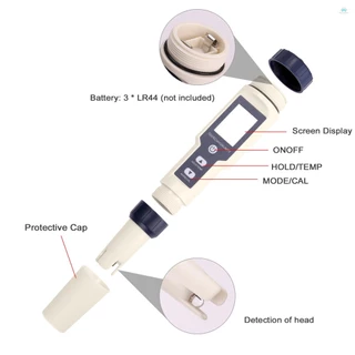 EZ-9909 5-in-1 เครื่องทดสอบคุณภาพน้ำ – pH/EC/TDS/ความเค็ม/อุณหภูมิ มีดิจิตอลปากกาทดสอบแบบพกพา ปรับเทียบอัตโนมัติ ATC ทนน้ำ IP67 พร้อมแบตเตอรี่
