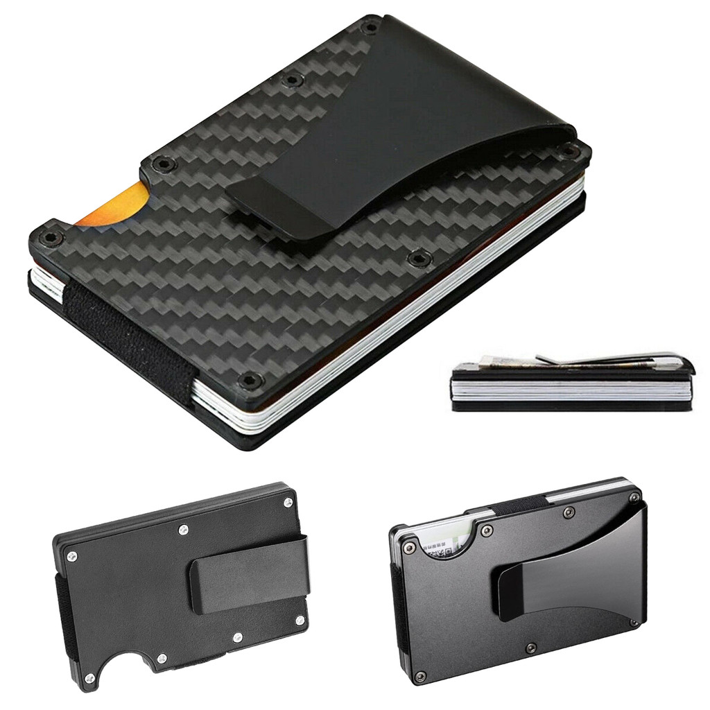 Slim Wallet For Men Front Pocket RFID Blocking Minimalist Wallet For Men - Metal Wallet With Money Clip