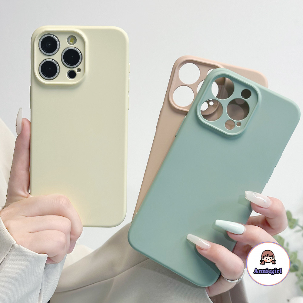 Ins สีทึบซิลิโคนเคสโทรศัพท์สําหรับ IPhone 11 14 15 Pro MAX 15plus 12 13 Promax XS MAX XR 7 8 Plus เลนส์ป้องกันกันกระแทกโทรศัพท์นุ่มปกหลัง