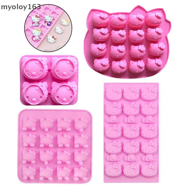 Myoloy ซิลิโคน Hello Kitty แม่พิมพ์ Sanrio KT แมวช็อกโกแลตคุกกี้แม่พิมพ์สําหรับเบเกอรี่ Non-Stick สุนัขรักษาแม่พิมพ์เหมาะสําหรับเตาอบไมโครเวฟ TH