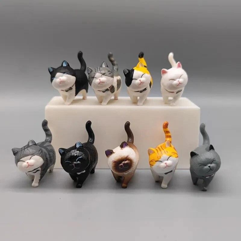9ชิ้นเครื่องประดับแมวน่ารัก น่ารัก กระดิ่งแมวสัตว์นางฟ้าสวนแมวรูปแกะสลักประติมากรรมสํานักงานตกแต่งบ้านสก์ท็อปของขวัญวันเกิ