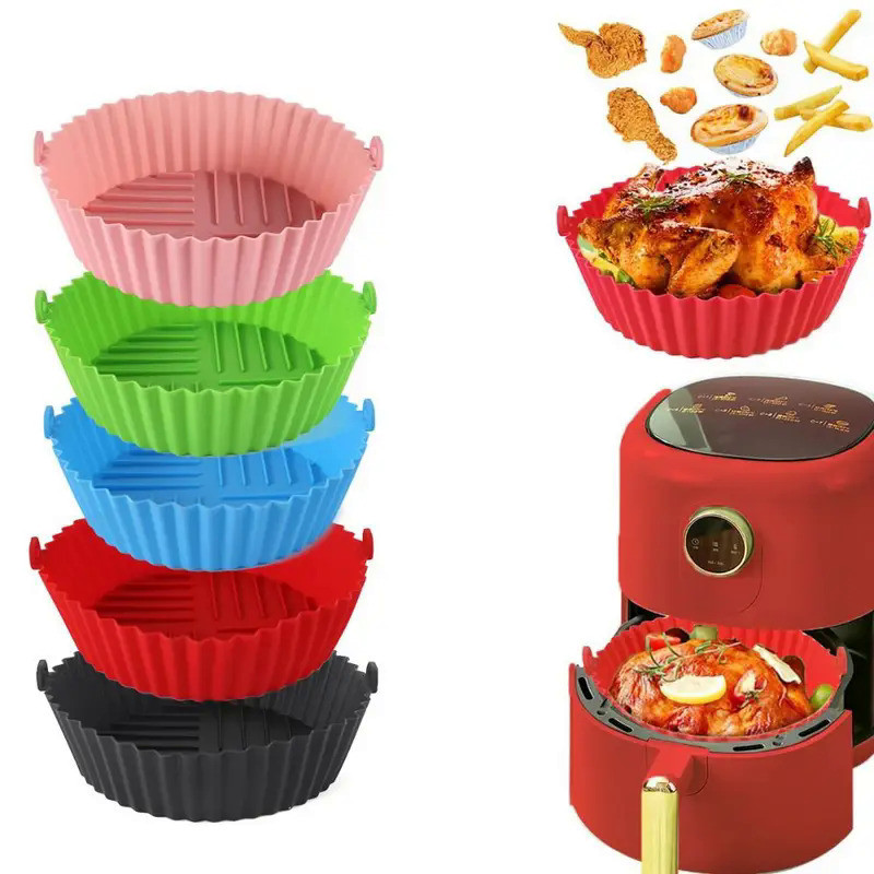 20cm Air Fryer Silicone Liners Cake Mold Reusable Non-Stick Air Fryer Silicone Baking Tray Round Air