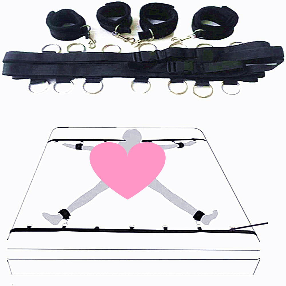 พร้อมส่ง!!!ใหม่ SM พันธนาการบนเตียงด้วยกุญแจมือและโซ่ตรวนแสนสนุกผูกเชือกรัดเตียง ทาสทางเลือกทรมาน