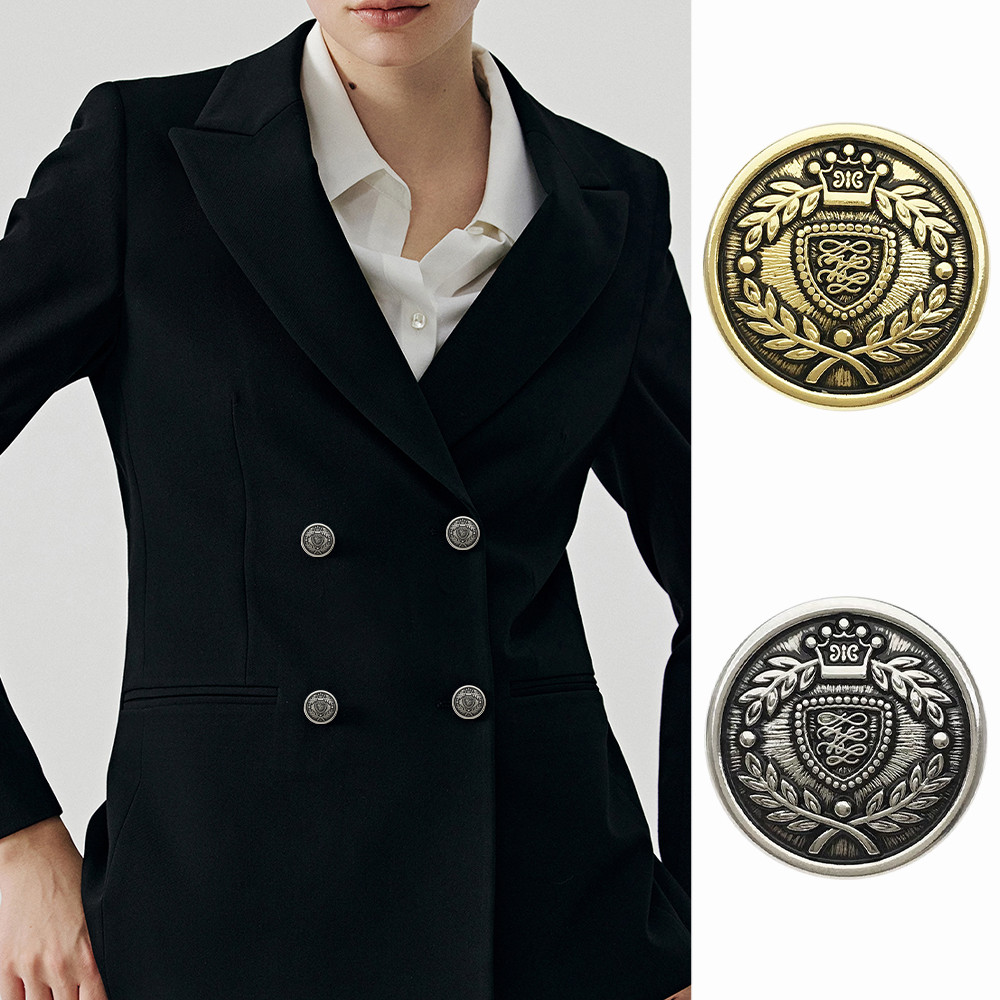 10ชิ้น/เซ็ตแฟชั่นข้าวสาลีโล่มงกุฎออกแบบรอบปุ่มโลหะวินเทจเสื้อสูทเสื้อเสื้อกันหนาวเสื้อถักตกแต่งปุ่ม