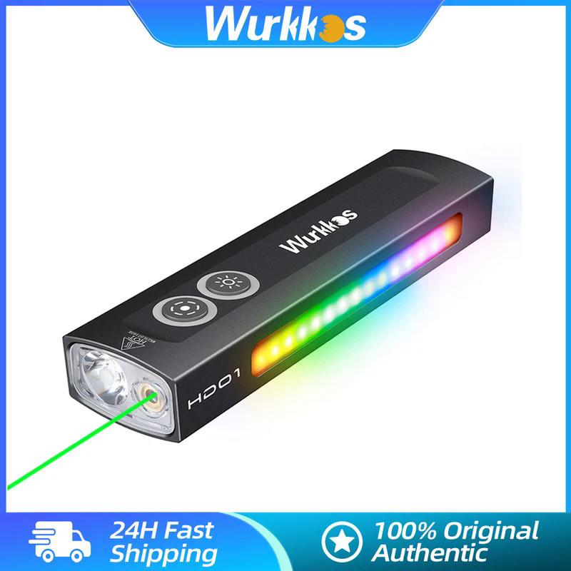 Wurkkos HD01 LED Flashlight 1200LM EDC Rechargeable Torch Green Light White Lights RGB Floodlight Ma