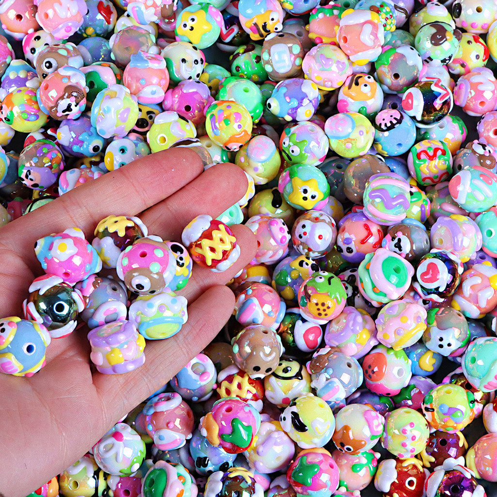 100ชิ้นอินเทอร์เน็ตคนดังมือวาดลูกปัดกระจัดกระจายลูกปัดทําเองลูกปัด