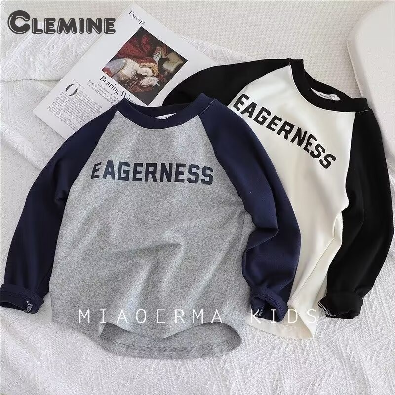 Clemine เสื้อยืดเด็กเสื้อขี้เกียจเรียบง่ายแฟชั่นเด็กผู้ชายเด็กผู้หญิงญี่ปุ่น อิน แขนยาวอเนกประสงค์