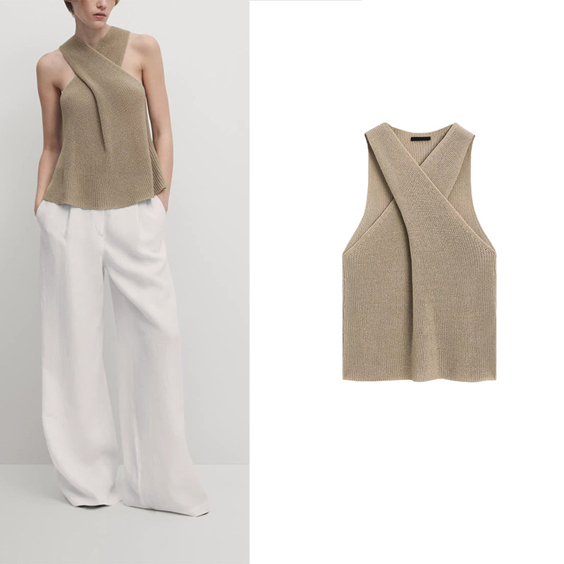 Md เสื้อถักนิตติ้ง Cross Halter Camisole 5774758