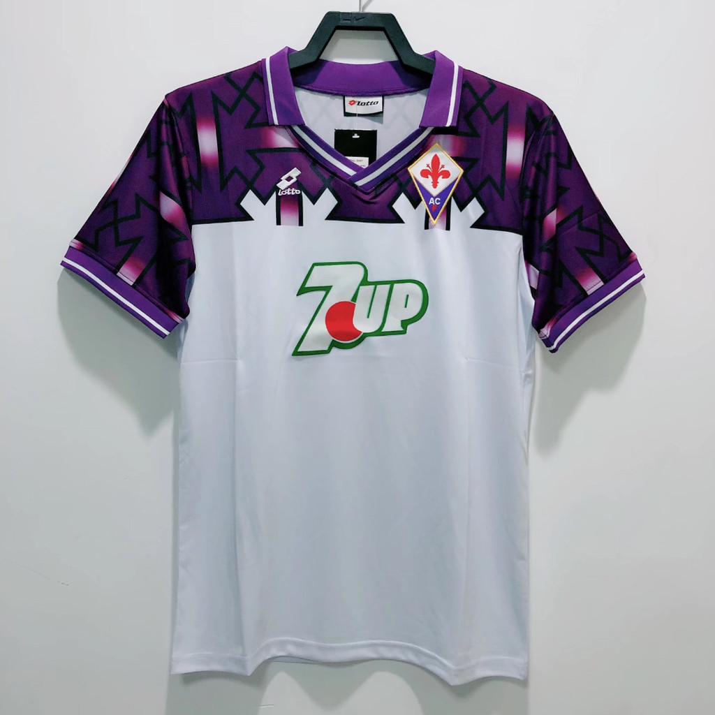 1992-93 Florence away เสื้อยืดแขนสั้นกีฬาฟุตบอลย้อนยุค