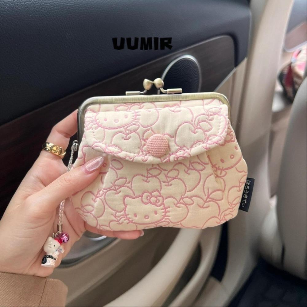 กระเป๋าใส่เหรียญ,กระเป๋าจัดระเบียบเครื่องสําอาง Hello Kitty Gold Mouth Bag,แบบพกพา Travel Girl Gift Key Small Bags Storage Makeup Bag